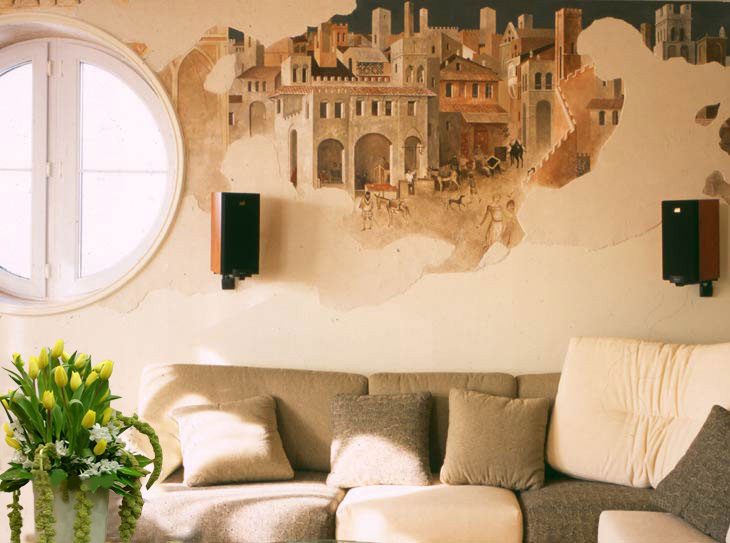 Современные фрески в интерьере квартиры