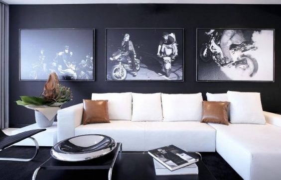 черно белые фотографии в гостиной
